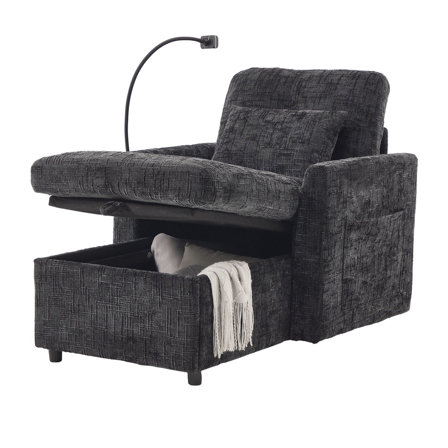 Canapé inclinable multifonction pour personne paresseuse, dossier de rangement avec support pour téléphone portable, fauteuil de loisirs simple en chenille