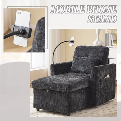 Canapé inclinable multifonction pour personne paresseuse, dossier de rangement avec support pour téléphone portable, fauteuil de loisirs simple en chenille