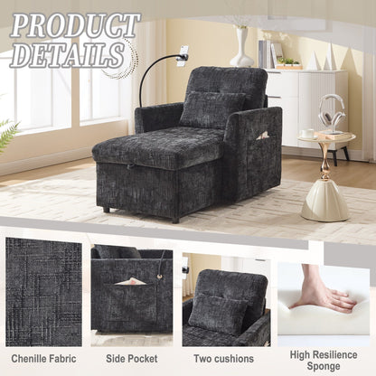 Canapé inclinable multifonction pour personne paresseuse, dossier de rangement avec support pour téléphone portable, fauteuil de loisirs simple en chenille