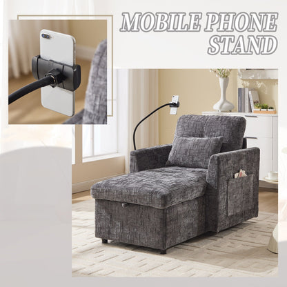 Canapé inclinable multifonction pour personne paresseuse, dossier de rangement avec support pour téléphone portable, fauteuil de loisirs simple en chenille