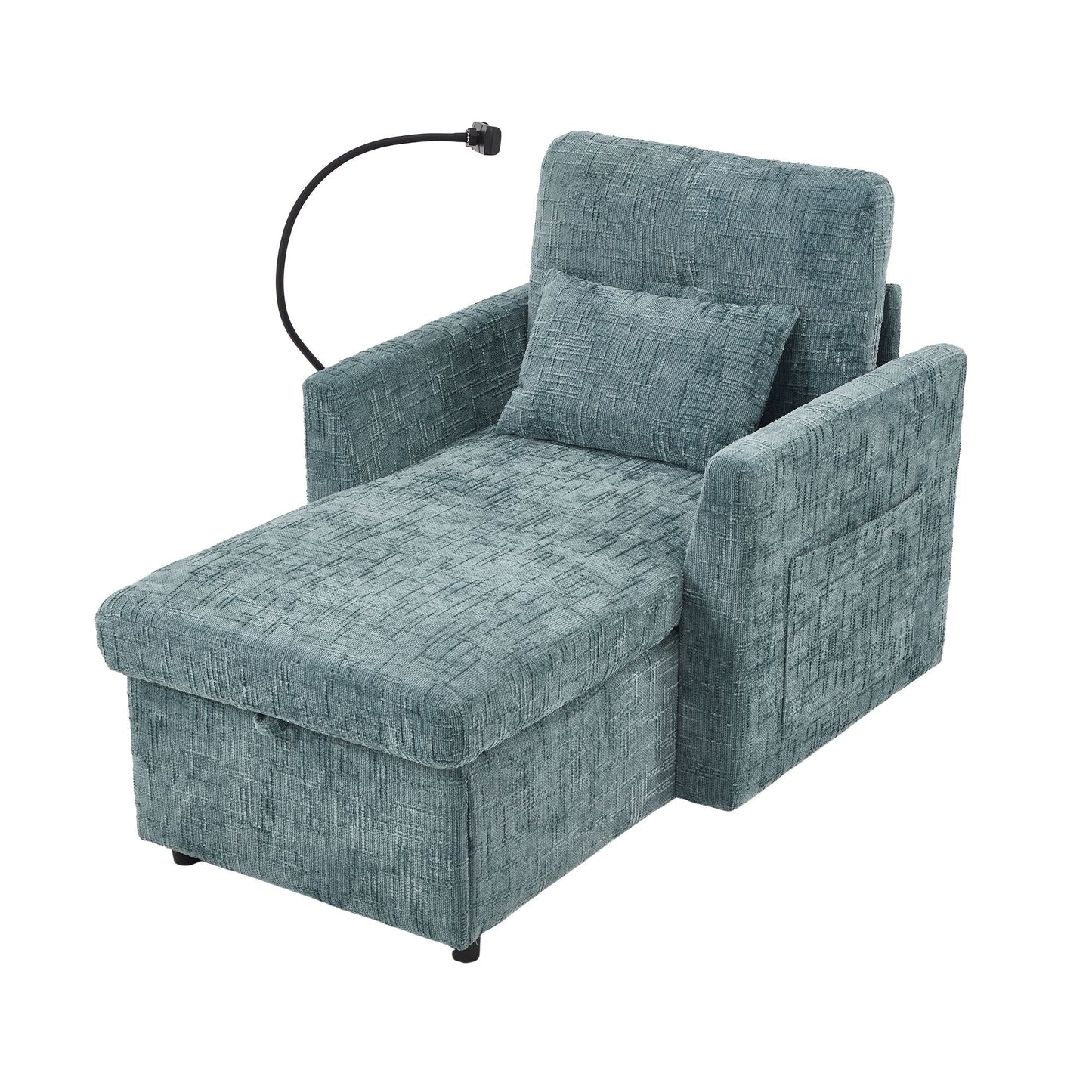 Canapé inclinable multifonction pour personne paresseuse, dossier de rangement avec support pour téléphone portable, fauteuil de loisirs simple en chenille