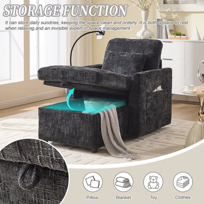 Canapé inclinable multifonction pour personne paresseuse, dossier de rangement avec support pour téléphone portable, fauteuil de loisirs simple en chenille