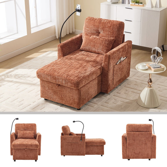Canapé inclinable multifonction pour personne paresseuse, dossier de rangement avec support pour téléphone portable, fauteuil de loisirs simple en chenille