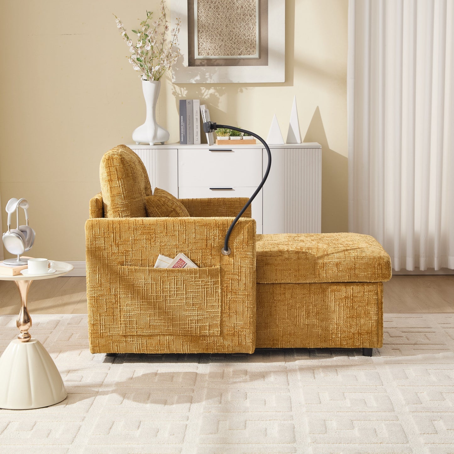 Canapé inclinable multifonction pour personne paresseuse, dossier de rangement avec support pour téléphone portable, fauteuil de loisirs simple en chenille