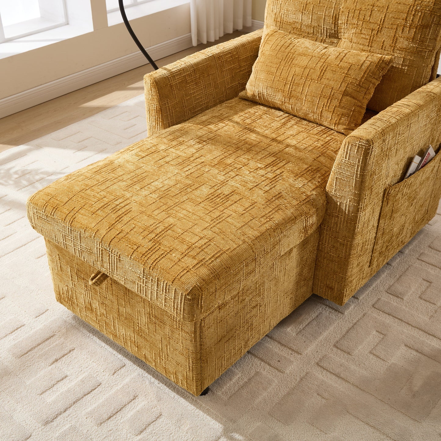 Canapé inclinable multifonction pour personne paresseuse, dossier de rangement avec support pour téléphone portable, fauteuil de loisirs simple en chenille