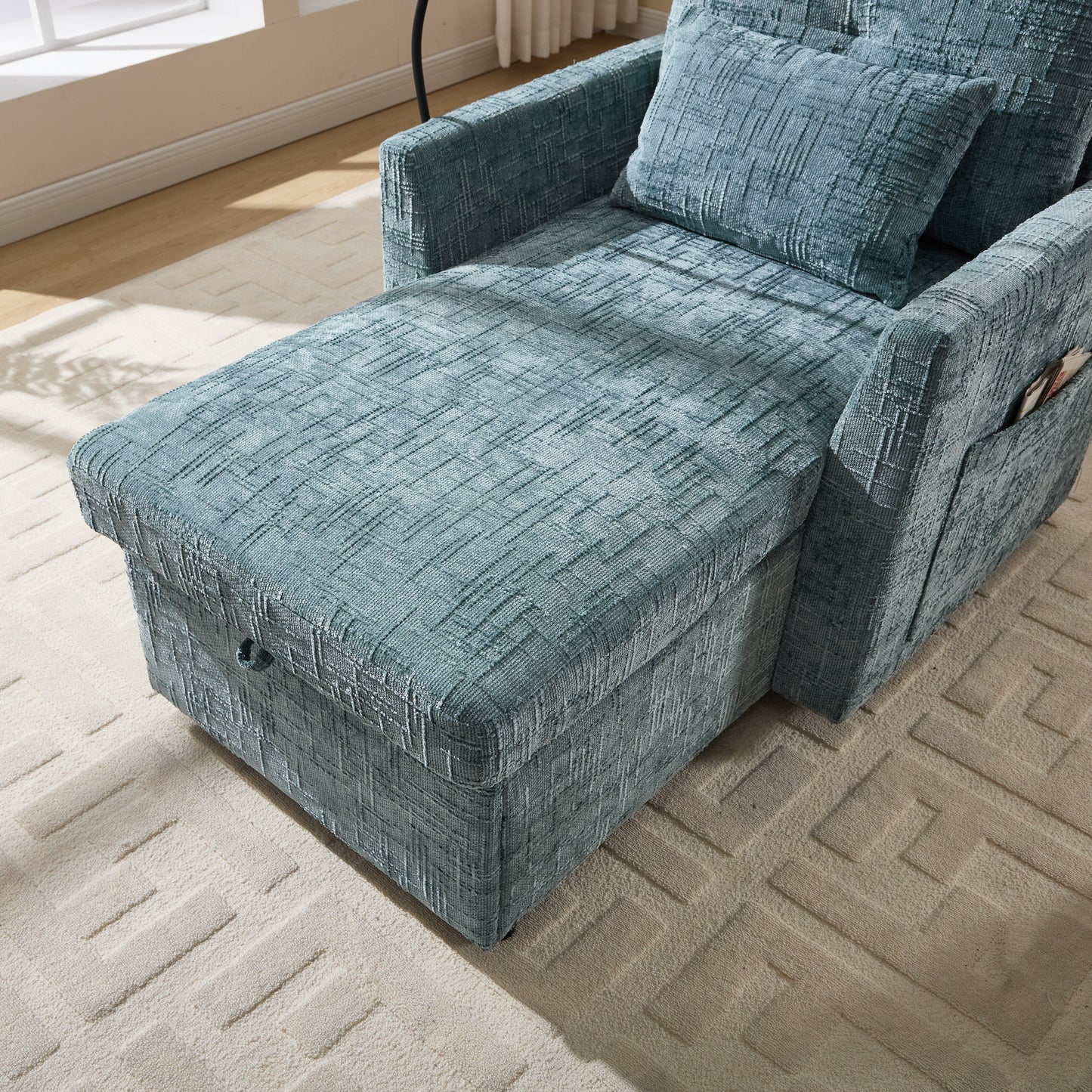 Canapé inclinable multifonction pour personne paresseuse, dossier de rangement avec support pour téléphone portable, fauteuil de loisirs simple en chenille