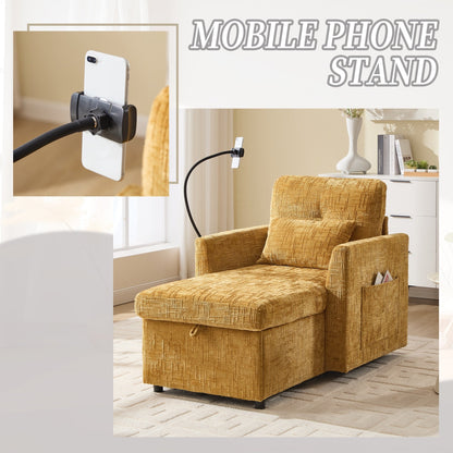 Canapé inclinable multifonction pour personne paresseuse, dossier de rangement avec support pour téléphone portable, fauteuil de loisirs simple en chenille