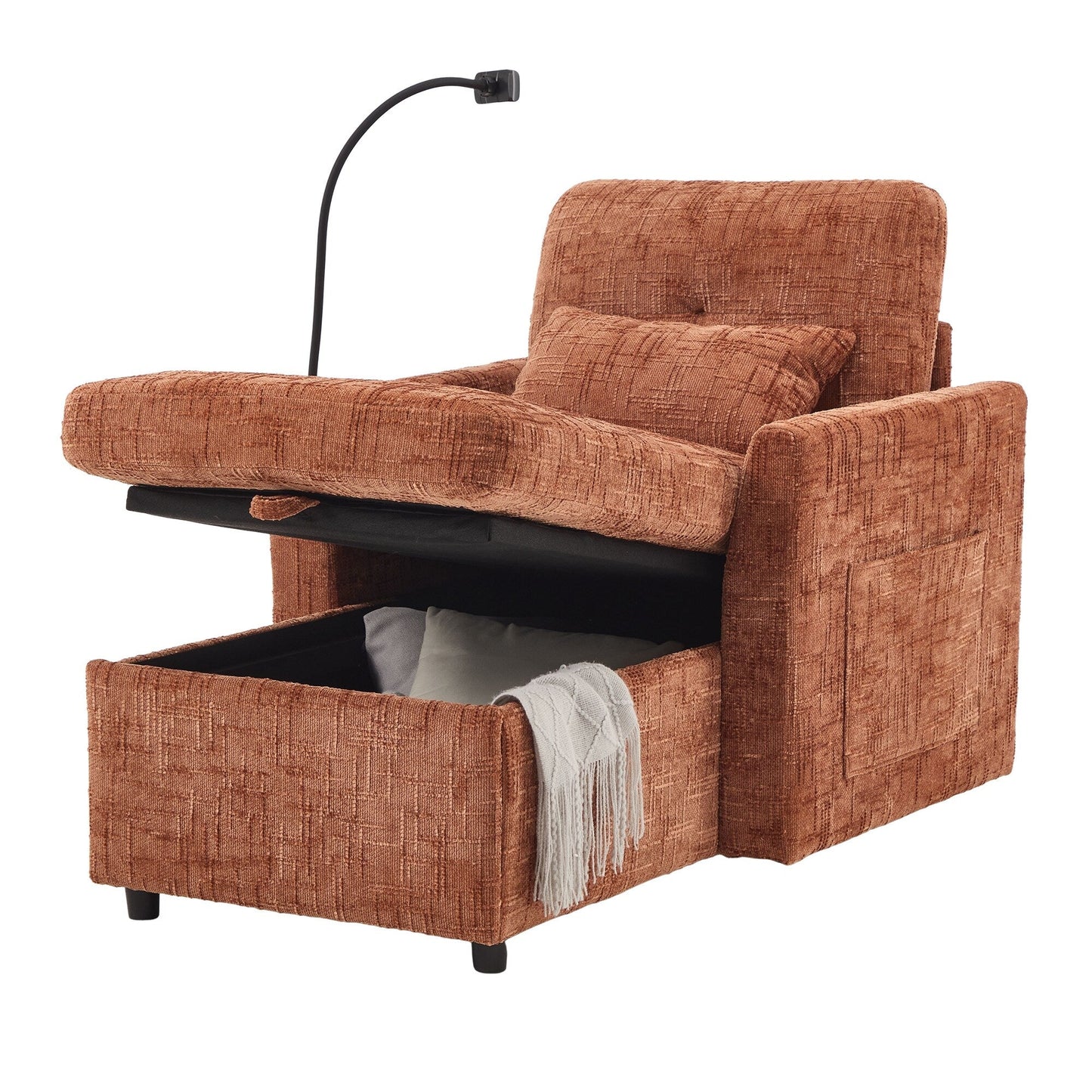 Canapé inclinable multifonction pour personne paresseuse, dossier de rangement avec support pour téléphone portable, fauteuil de loisirs simple en chenille