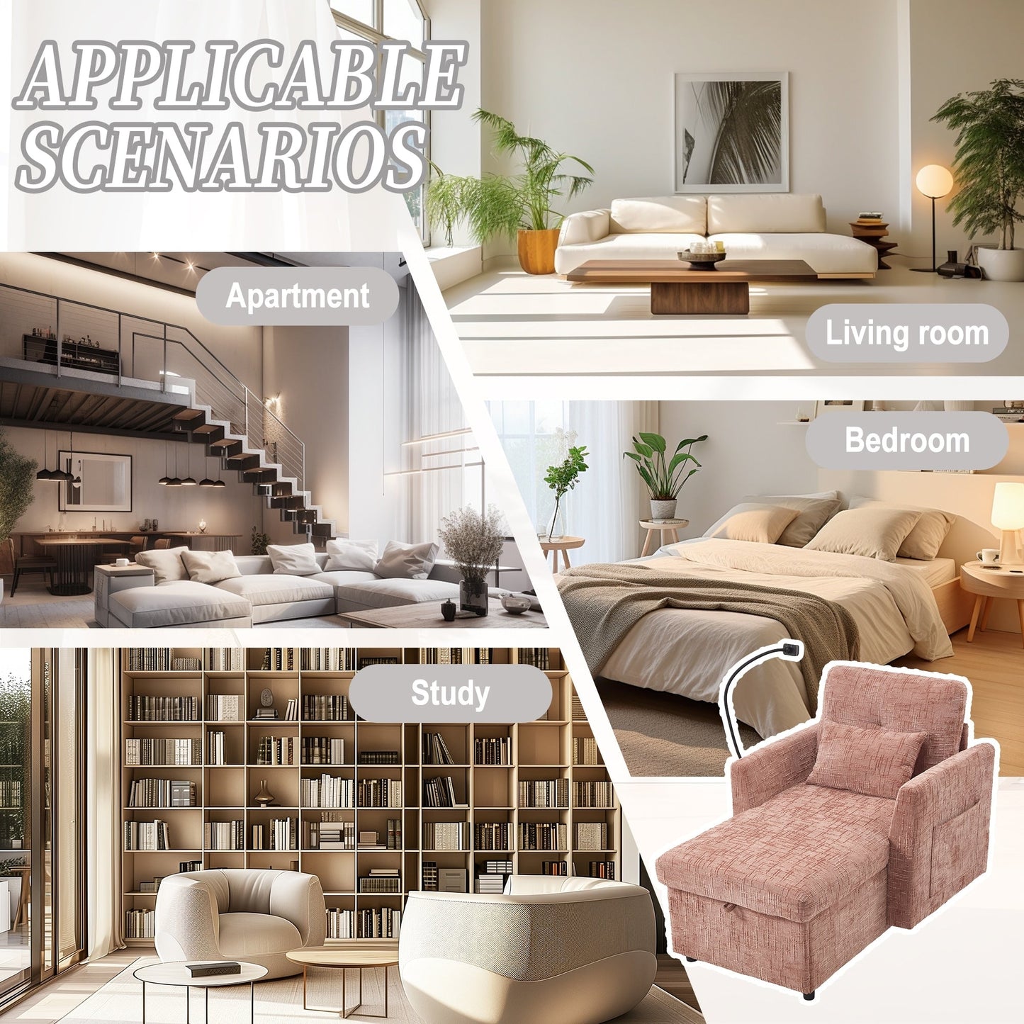 Canapé inclinable multifonction pour personne paresseuse, dossier de rangement avec support pour téléphone portable, fauteuil de loisirs simple en chenille