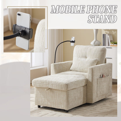 Canapé inclinable multifonction pour personne paresseuse, dossier de rangement avec support pour téléphone portable, fauteuil de loisirs simple en chenille
