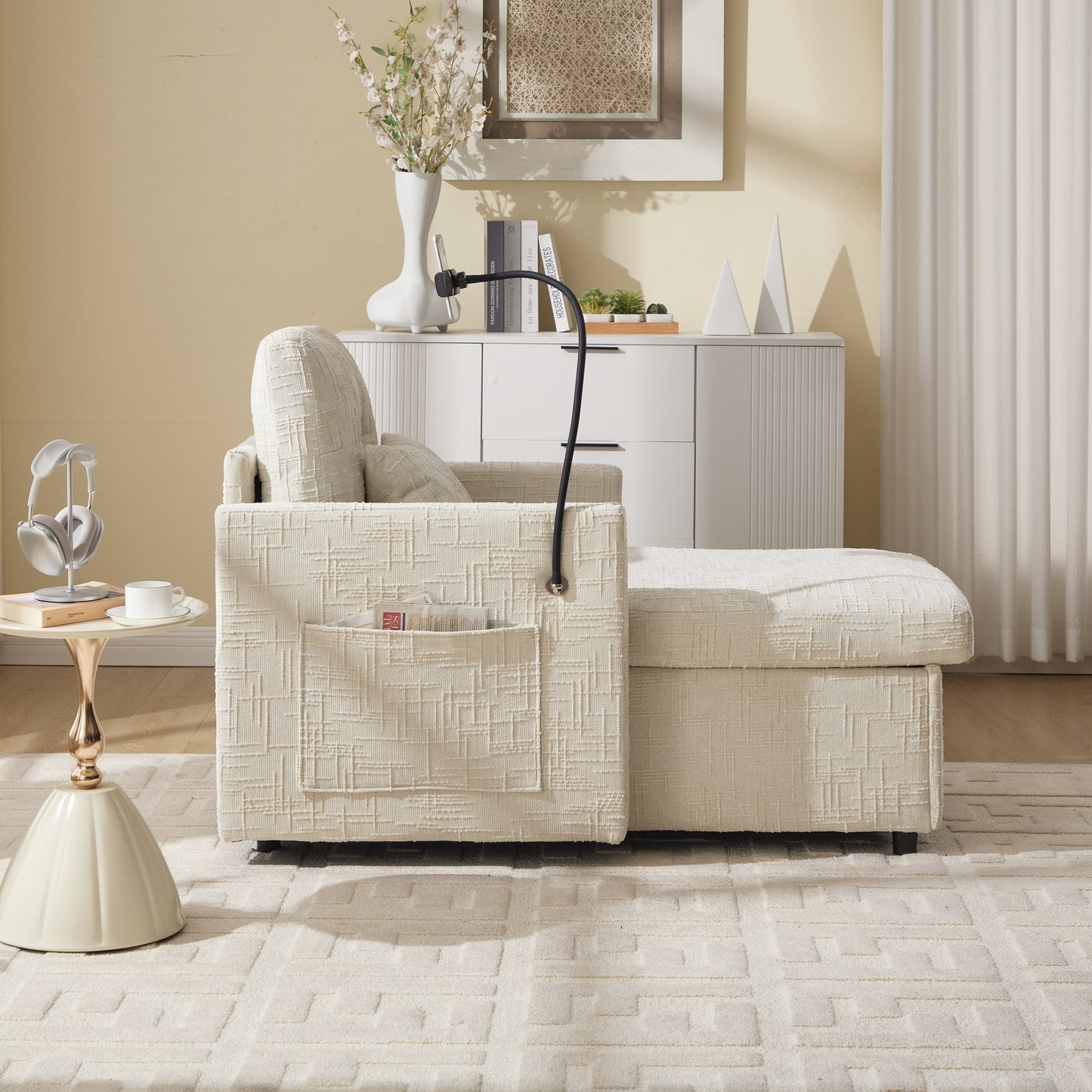 Canapé inclinable multifonction pour personne paresseuse, dossier de rangement avec support pour téléphone portable, fauteuil de loisirs simple en chenille