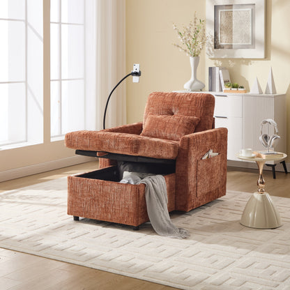 Canapé inclinable multifonction pour personne paresseuse, dossier de rangement avec support pour téléphone portable, fauteuil de loisirs simple en chenille