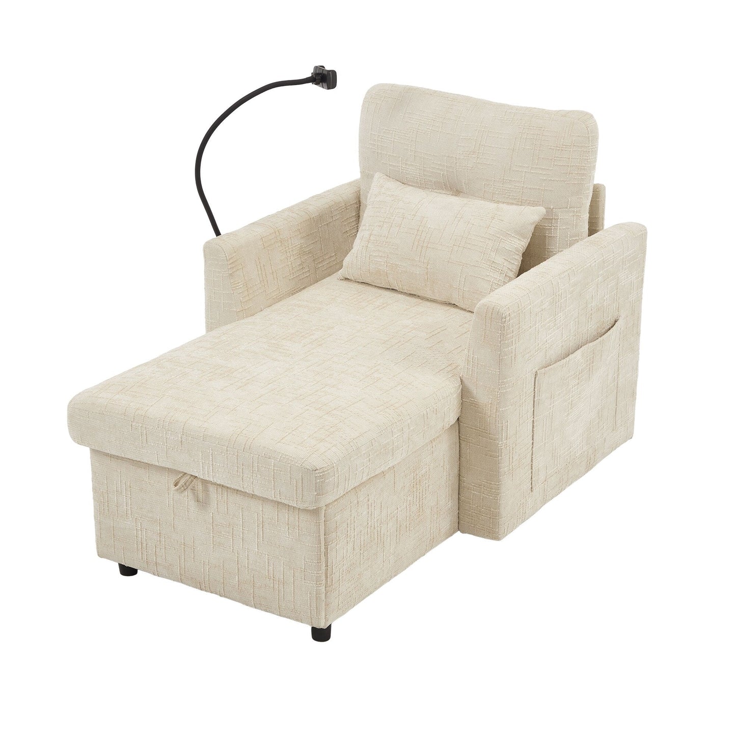 Canapé inclinable multifonction pour personne paresseuse, dossier de rangement avec support pour téléphone portable, fauteuil de loisirs simple en chenille
