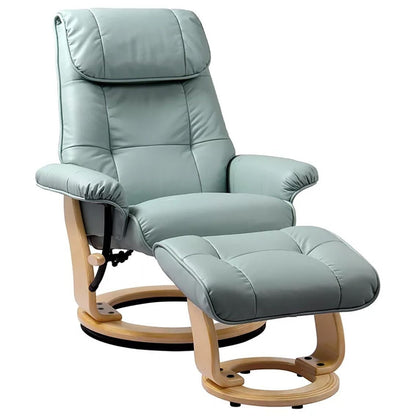Fauteuil inclinable pivotant en cuir Muscat 360 avec pouf