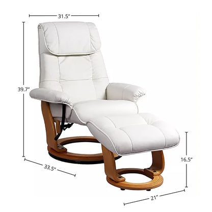 Fauteuil inclinable pivotant en cuir Muscat 360 avec pouf