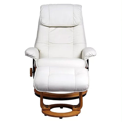 Fauteuil inclinable pivotant en cuir Muscat 360 avec pouf