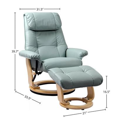 Fauteuil inclinable pivotant en cuir Muscat 360 avec pouf