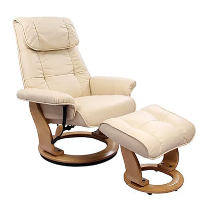 Fauteuil inclinable pivotant en cuir Muscat 360 avec pouf