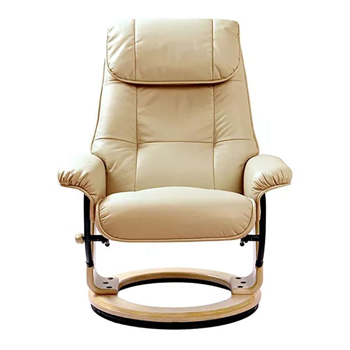 Fauteuil inclinable pivotant en cuir Muscat 360 avec pouf
