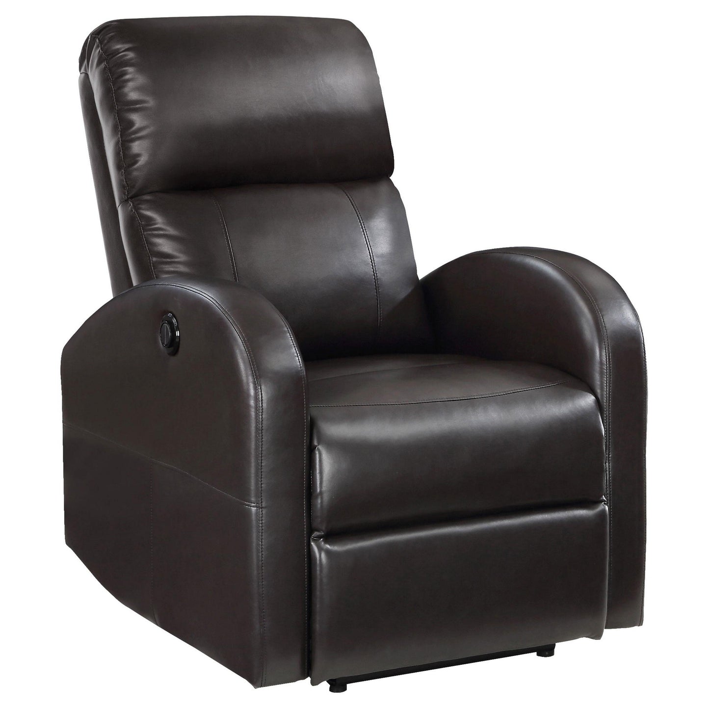 Fauteuil inclinable électrique Nami, coussin moelleux en similicuir marron expresso