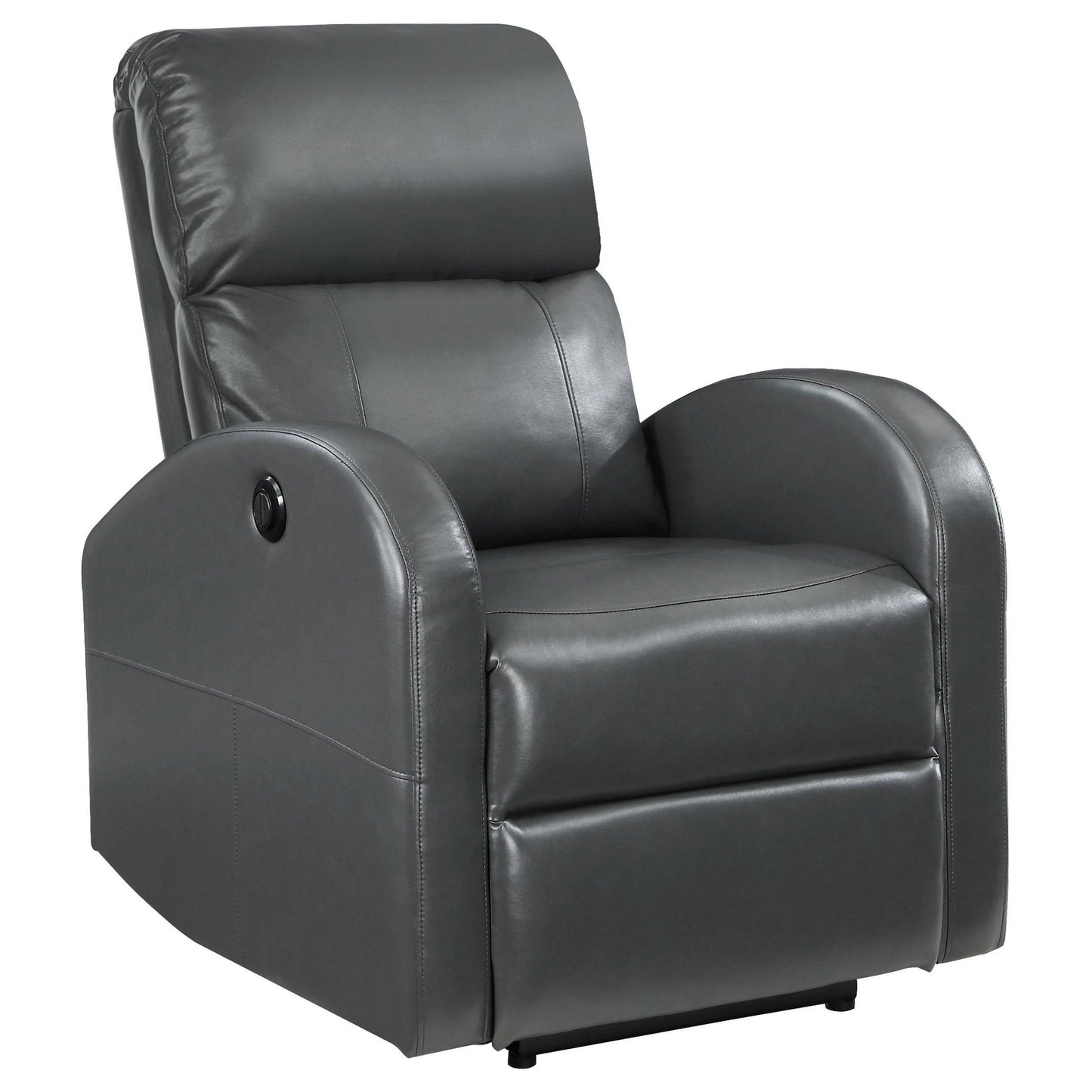 Fauteuil inclinable électrique Nami, similicuir gris riche, dossier coussiné moelleux