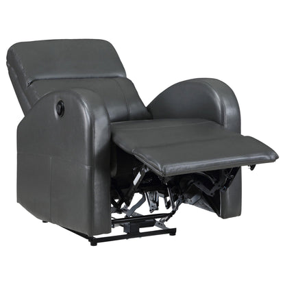 Fauteuil inclinable électrique Nami, similicuir gris riche, dossier coussiné moelleux
