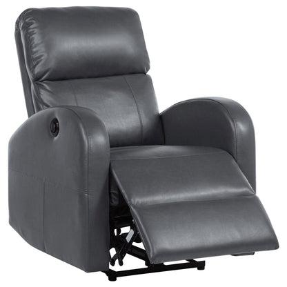 Fauteuil inclinable électrique Nami, similicuir gris riche, dossier coussiné moelleux