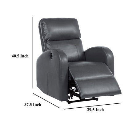 Fauteuil inclinable électrique Nami, similicuir gris riche, dossier coussiné moelleux