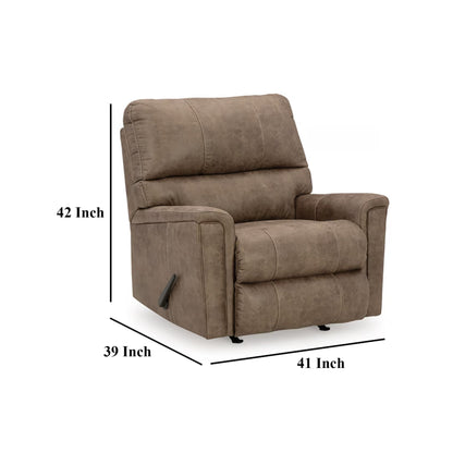 Fauteuil inclinable à bascule manuel Nav, similicuir marron fossile patiné