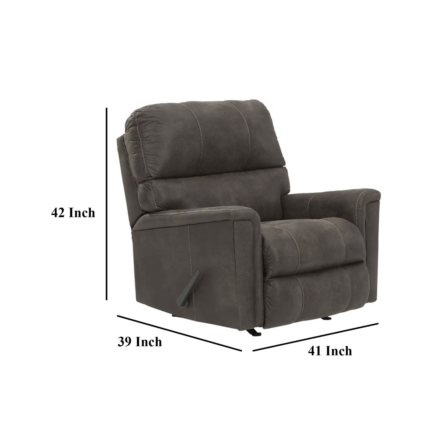 Fauteuil inclinable à bascule manuel Nav, similicuir gris fumé patiné