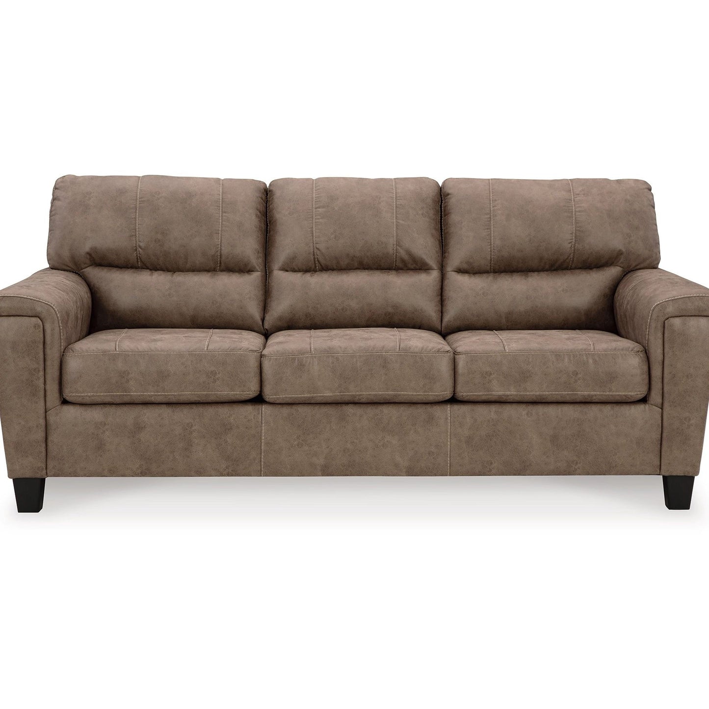 Canapé-lit queen size Nav, similicuir marron fossile, mousse, 226 cm