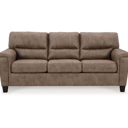 Canapé-lit queen size Nav, similicuir marron fossile, mousse, 226 cm