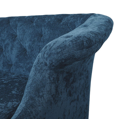 Canapé capitonné en velours bleu marine 75 pouces, avec accoudoirs évasés, assise profonde et pieds en bois pour le salon