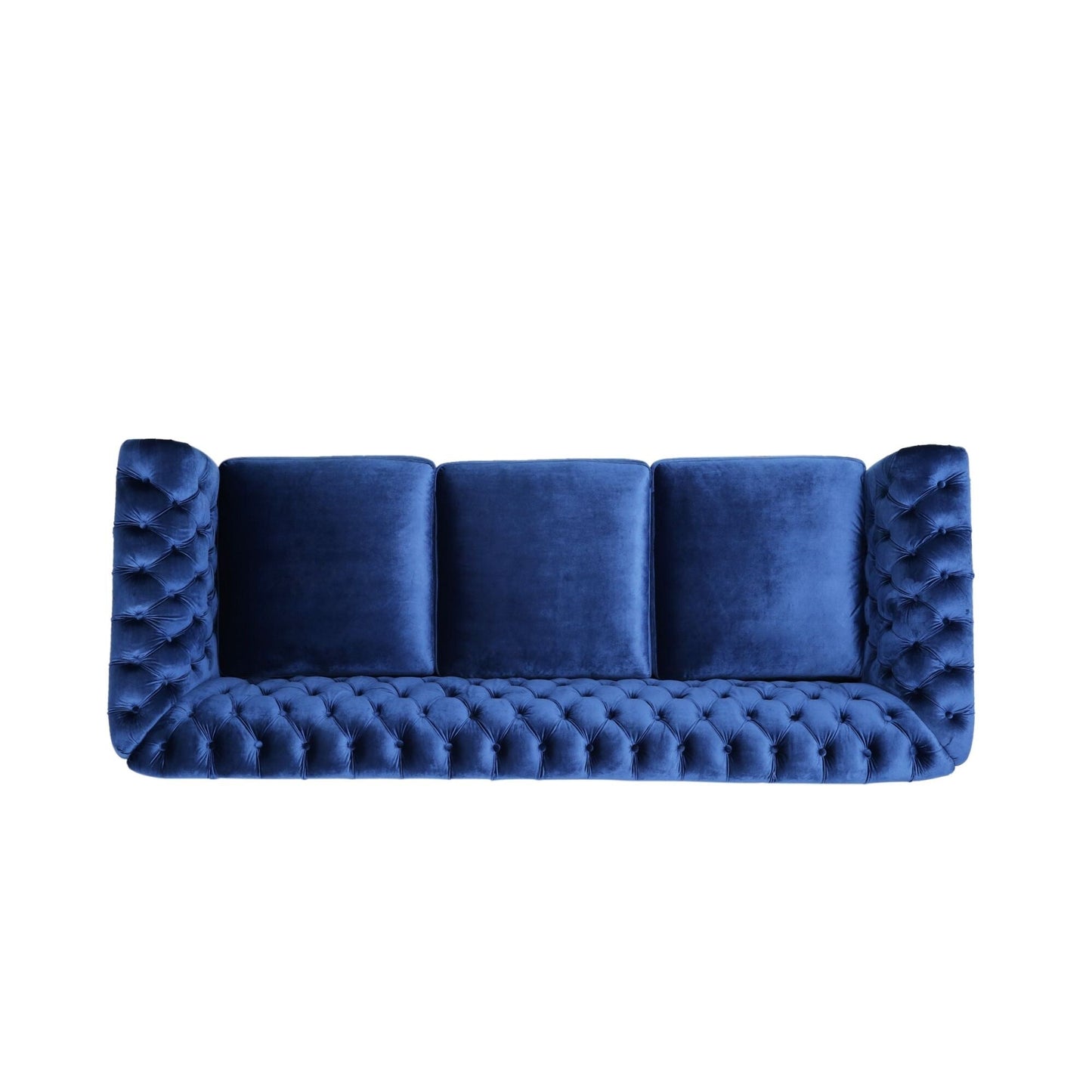 Canapé 3 places Chesterfield bleu marine capitonné avec têtes de clous