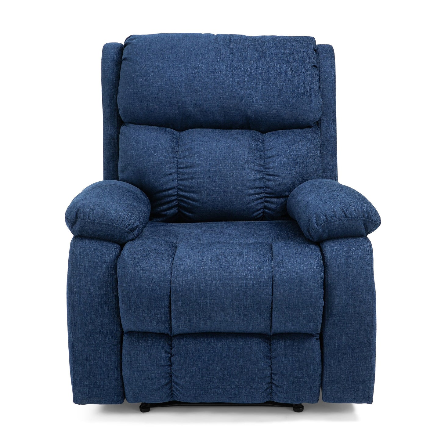 Fauteuil inclinable manuel de massage en tissu bleu marine avec massage, chauffage lombaire et poches latérales