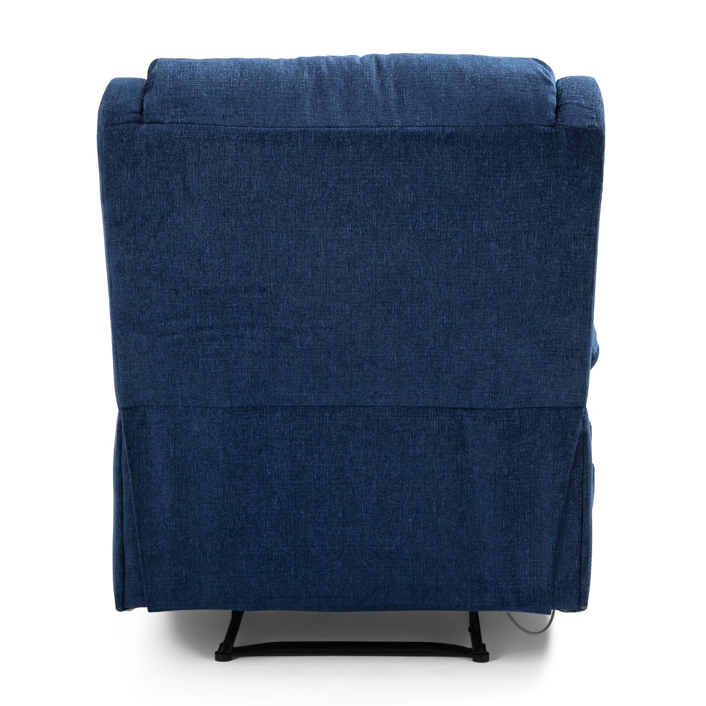 Fauteuil inclinable manuel de massage en tissu bleu marine avec massage, chauffage lombaire et poches latérales