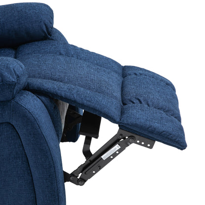 Fauteuil inclinable manuel de massage en tissu bleu marine avec massage, chauffage lombaire et poches latérales