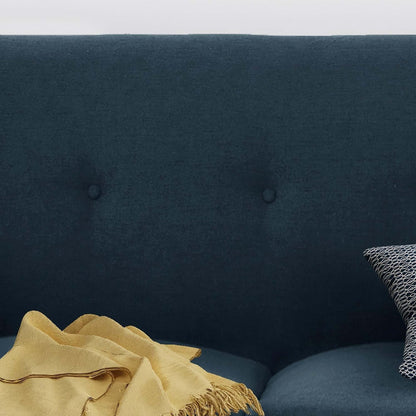 Canapé 3 places bleu marine moderne 78,5 avec pieds en bois et cadre en contreplaqué pour le salon