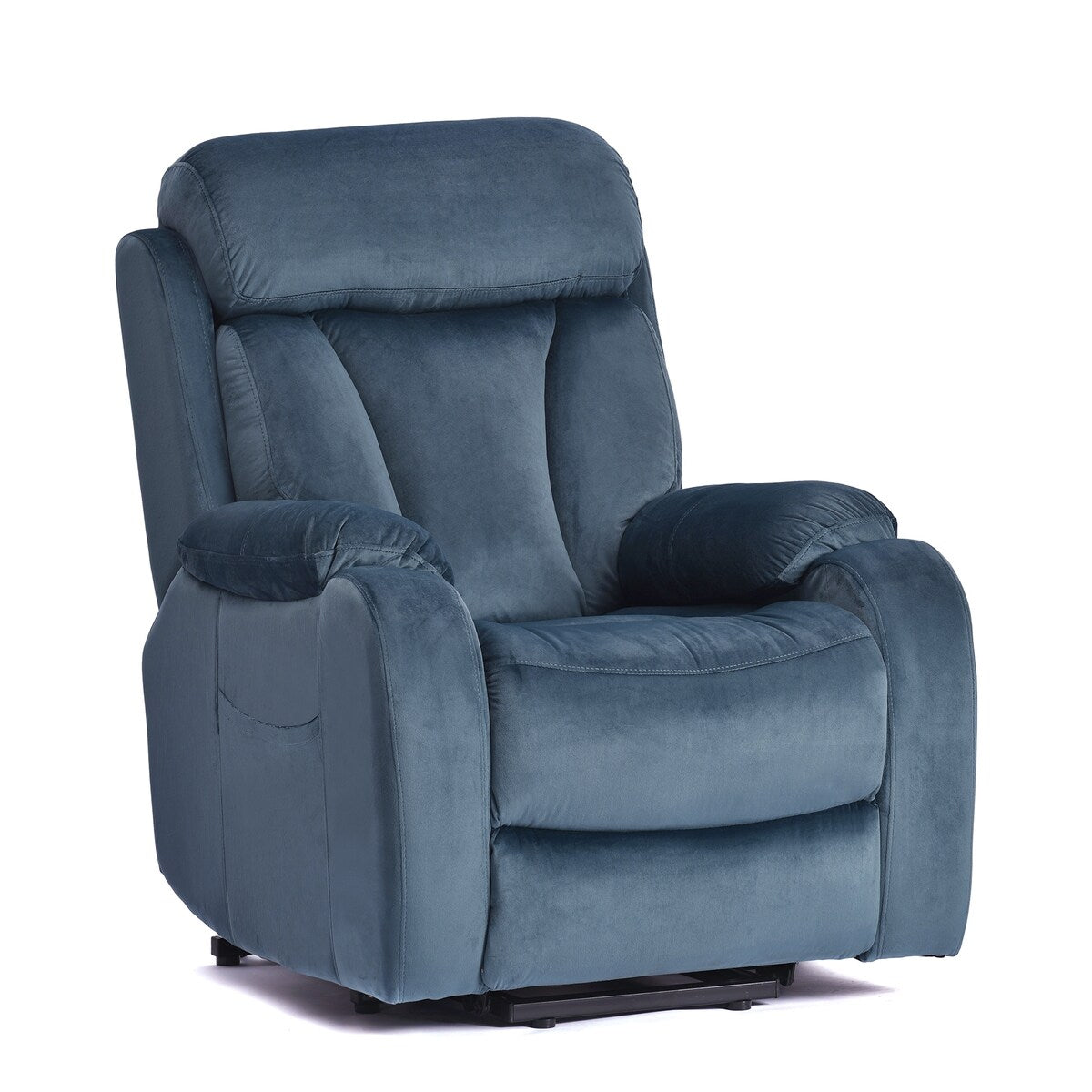 Fauteuil inclinable électrique bleu marine pour personnes âgées avec angles réglables, poche latérale et télécommande