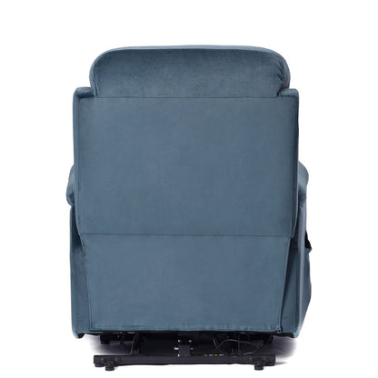 Fauteuil inclinable électrique bleu marine pour personnes âgées avec angles réglables, poche latérale et télécommande