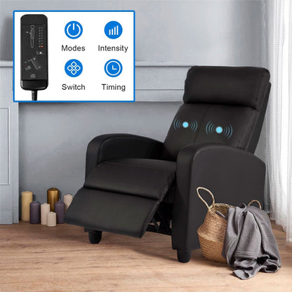 Fauteuil inclinable massant Nell en similicuir noir à 2 points par Furniture of America