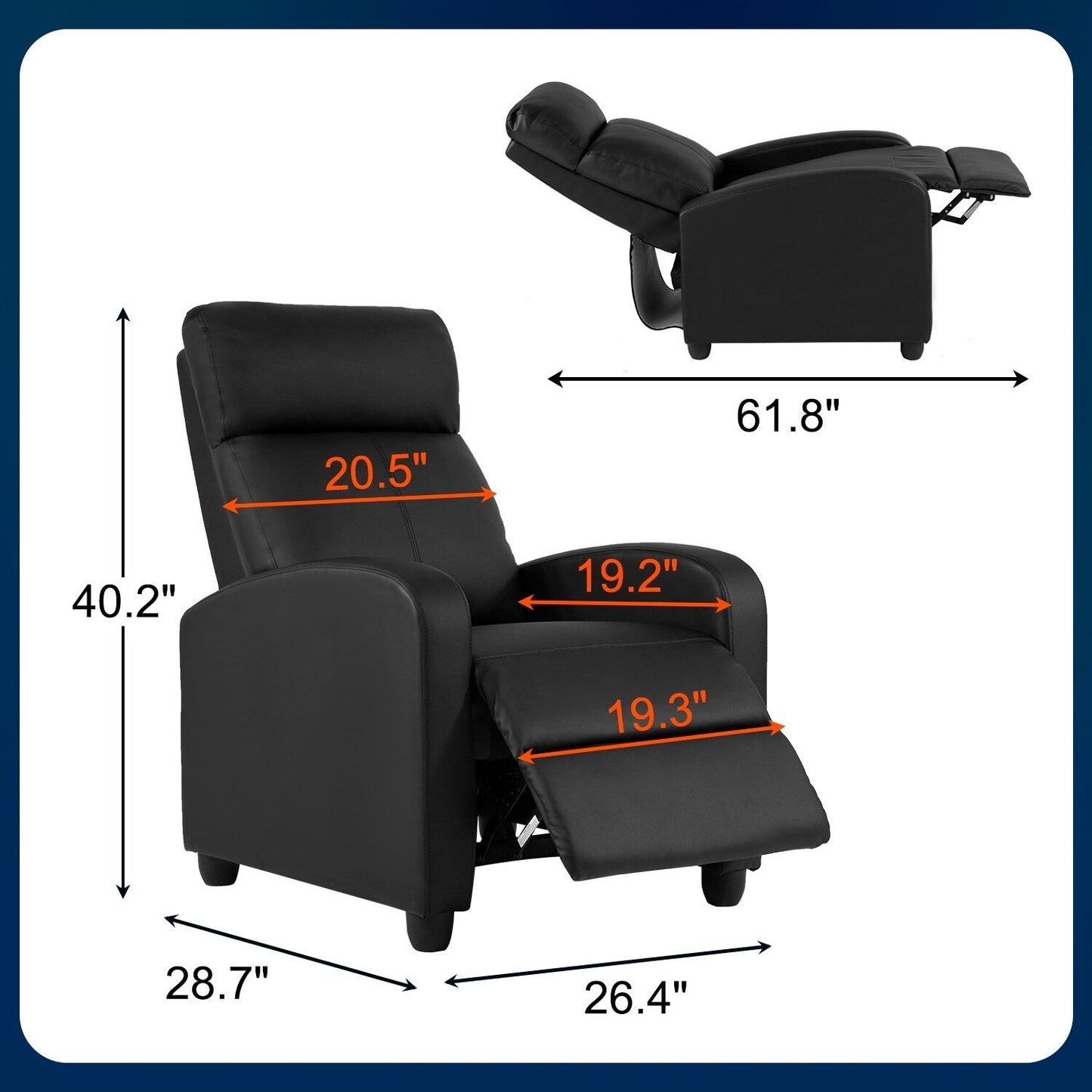 Fauteuil inclinable massant Nell en similicuir noir à 2 points par Furniture of America