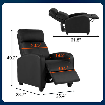 Fauteuil inclinable massant Nell en similicuir noir à 2 points par Furniture of America