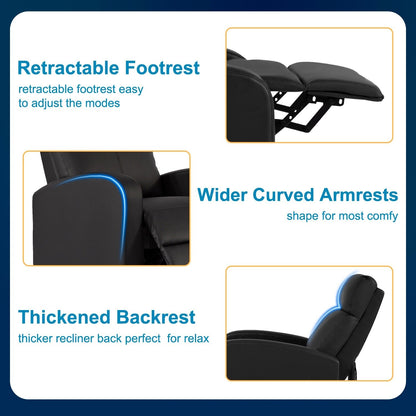 Fauteuil inclinable massant Nell en similicuir noir à 2 points par Furniture of America