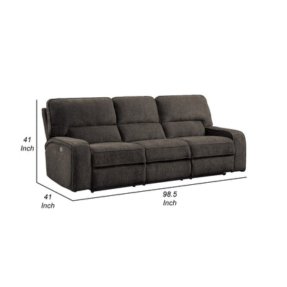 Canapé inclinable électrique Neo avec port USB, chenille gris clair, 99 pouces