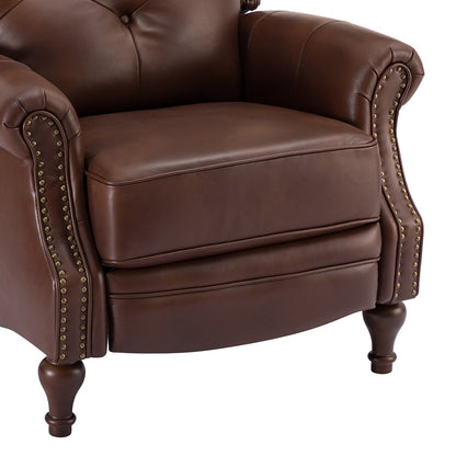 Fauteuil inclinable Nestor Mid-Century en cuir véritable avec pieds en bois massif par HULALA HOME