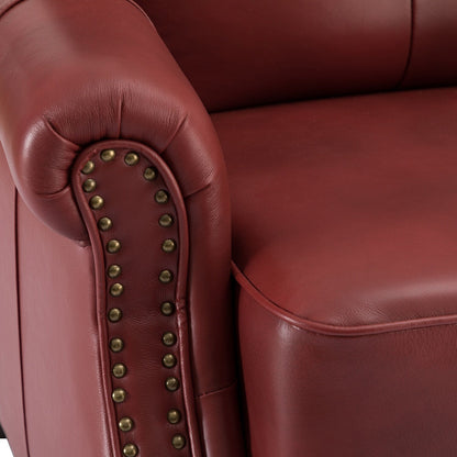 Fauteuil inclinable Nestor Mid-Century en cuir véritable avec pieds en bois massif par HULALA HOME