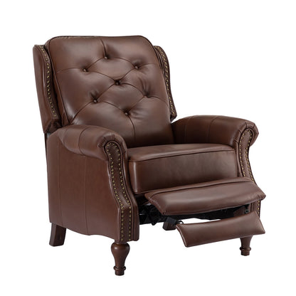 Fauteuil inclinable Nestor Mid-Century en cuir véritable avec pieds en bois massif par HULALA HOME