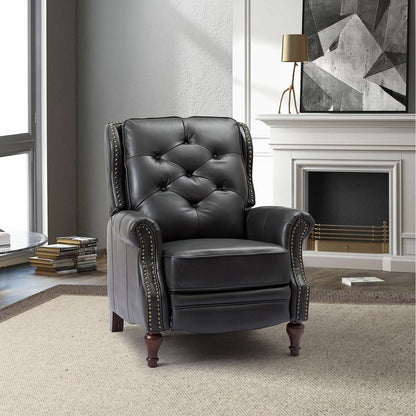 Fauteuil inclinable Nestor Mid-Century en cuir véritable avec pieds en bois massif par HULALA HOME