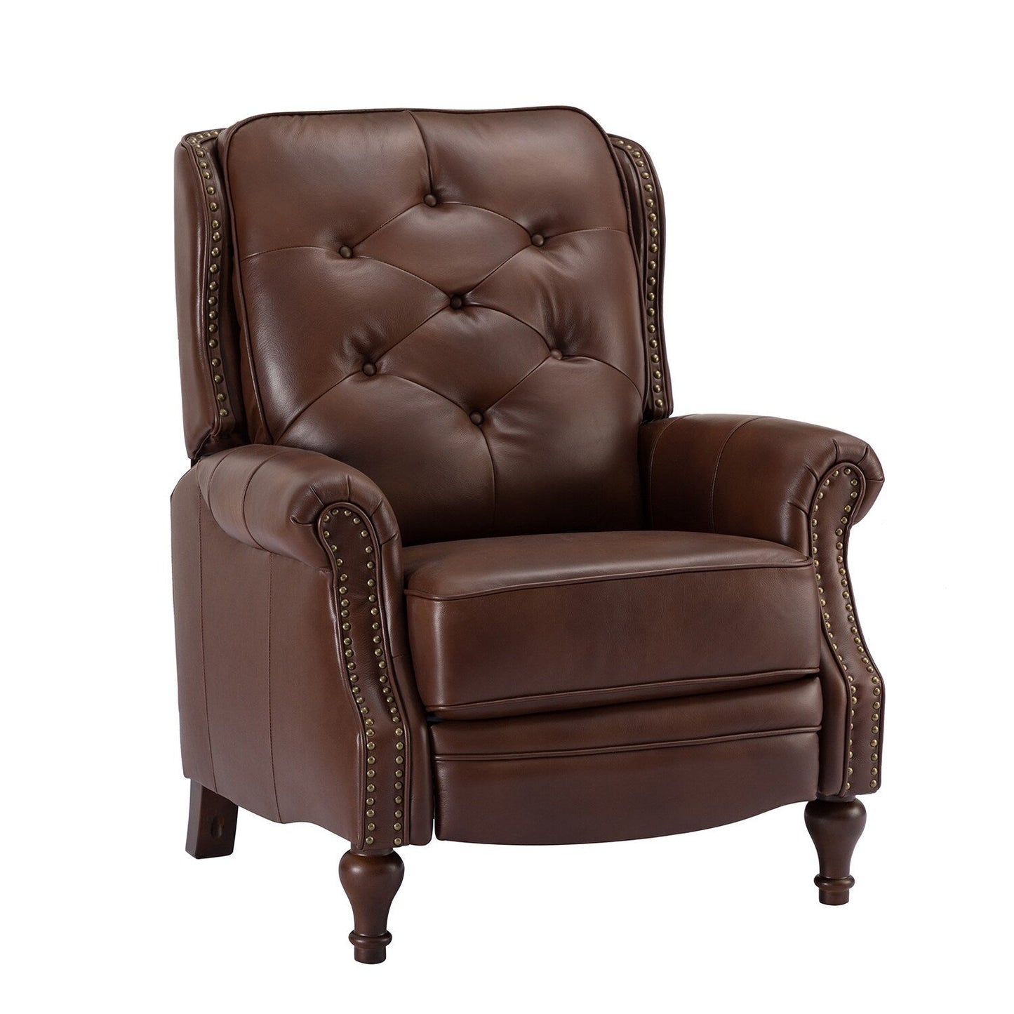 Fauteuil inclinable Nestor Mid-Century en cuir véritable avec pieds en bois massif par HULALA HOME